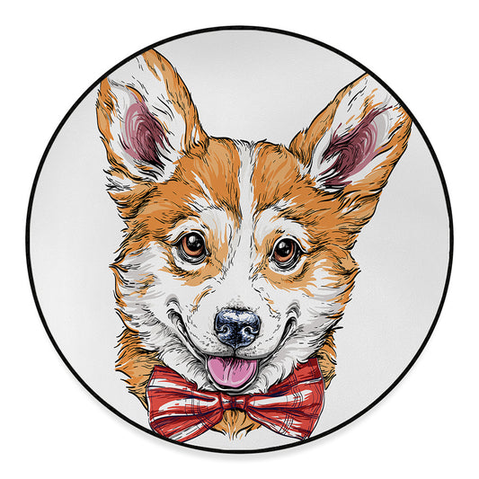 Hipster Pembroke Welsh Corgi Print Round Floor Mat