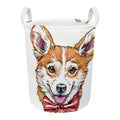 Hipster Pembroke Welsh Corgi Print Round Laundry Basket