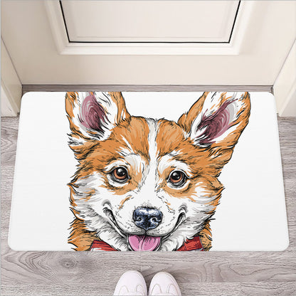 Hipster Pembroke Welsh Corgi Print Rubber Doormat