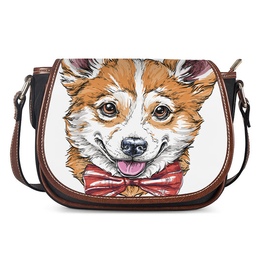 Hipster Pembroke Welsh Corgi Print Saddle Bag