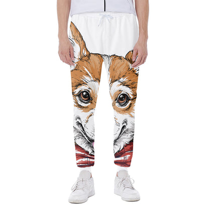Hipster Pembroke Welsh Corgi Print Scuba Joggers