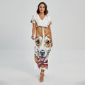 Hipster Pembroke Welsh Corgi Print Short Sleeve Maxi Dress