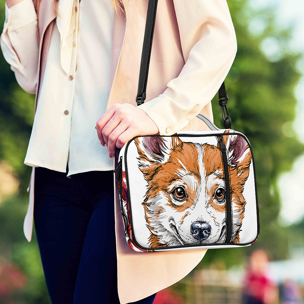 Hipster Pembroke Welsh Corgi Print Shoulder Strap Bible Bag