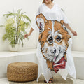 Hipster Pembroke Welsh Corgi Print Silk V-Neck Kaftan Dress