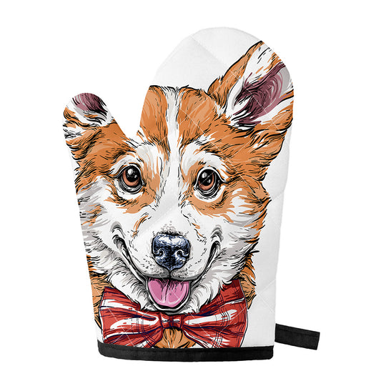 Hipster Pembroke Welsh Corgi Print Single Oven Mitt
