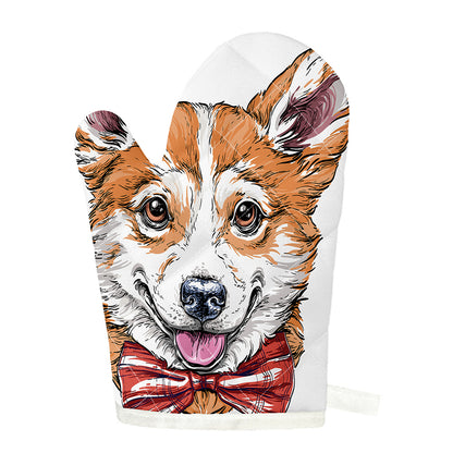Hipster Pembroke Welsh Corgi Print Single Oven Mitt
