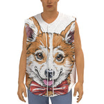 Hipster Pembroke Welsh Corgi Print Sleeveless Baseball Jersey