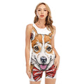 Hipster Pembroke Welsh Corgi Print Sleeveless One Piece Swimsuit