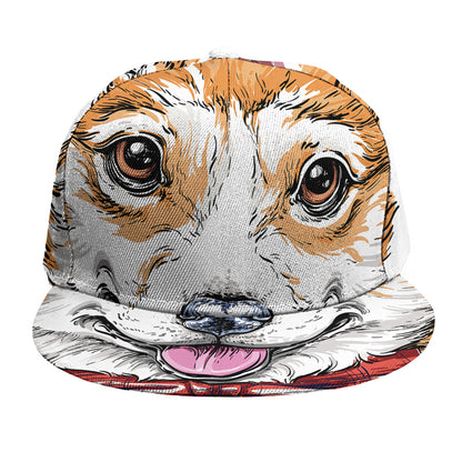 Hipster Pembroke Welsh Corgi Print Snapback Cap