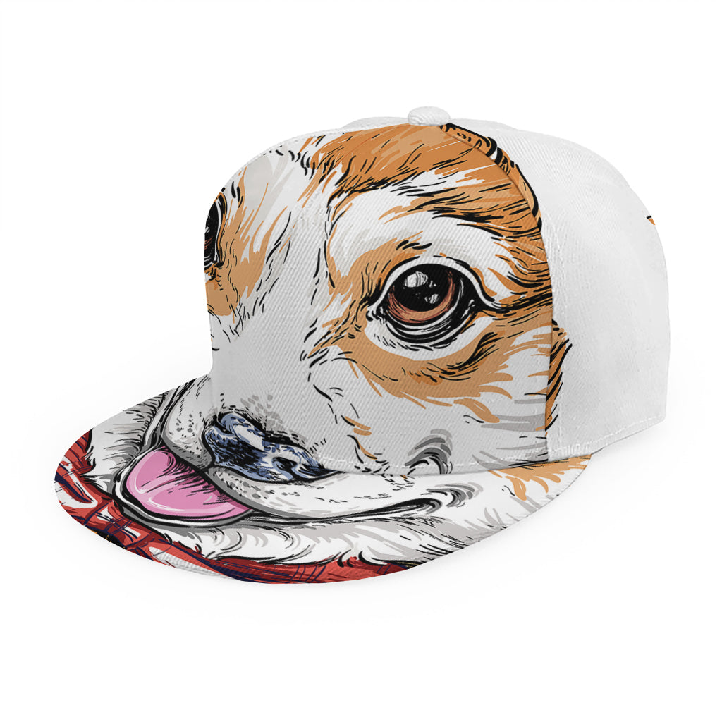 Hipster Pembroke Welsh Corgi Print Snapback Cap