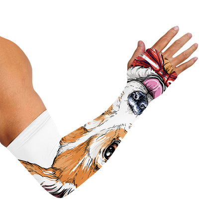 Hipster Pembroke Welsh Corgi Print Sun Protection Arm Sleeves