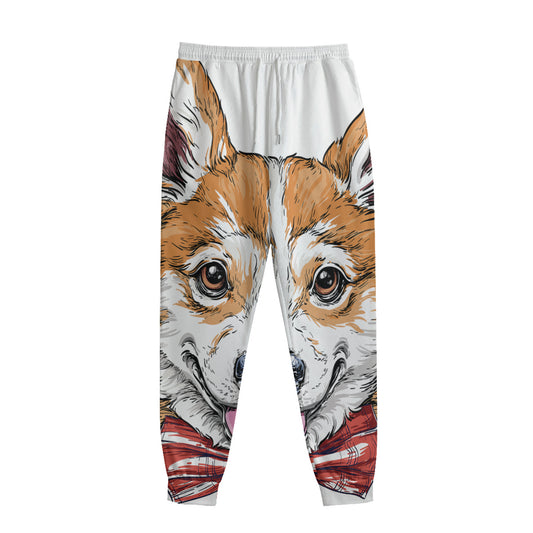 Hipster Pembroke Welsh Corgi Print Sweatpants