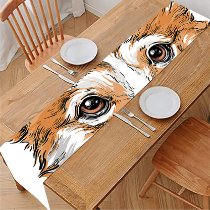 Hipster Pembroke Welsh Corgi Print Table Runner