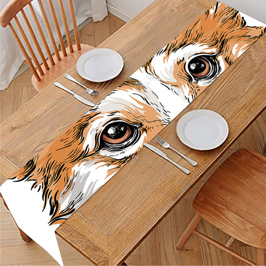 Hipster Pembroke Welsh Corgi Print Table Runner