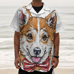 Hipster Pembroke Welsh Corgi Print Textured Short Sleeve Shirt