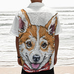 Hipster Pembroke Welsh Corgi Print Textured Short Sleeve Shirt