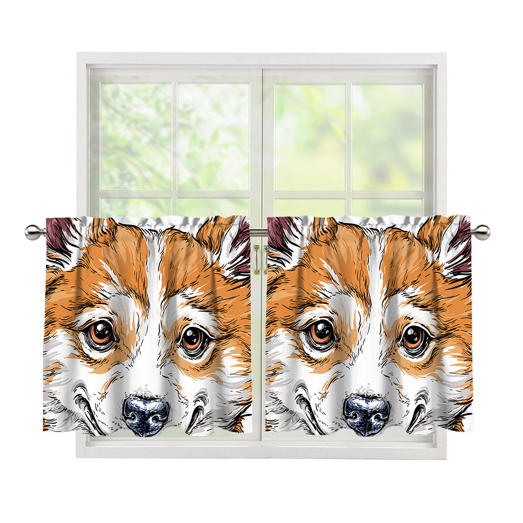 Hipster Pembroke Welsh Corgi Print Tier Curtains