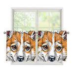 Hipster Pembroke Welsh Corgi Print Tier Curtains