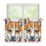 Hipster Pembroke Welsh Corgi Print Tier Curtains