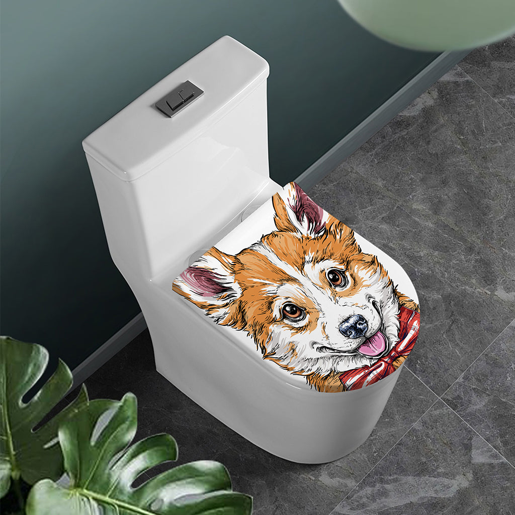 Hipster Pembroke Welsh Corgi Print Toilet Lid Cover
