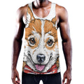 Hipster Pembroke Welsh Corgi Print Men's Workout Tank Top