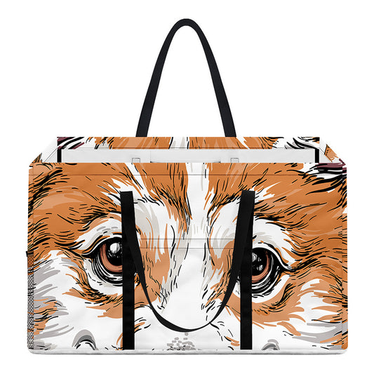 Hipster Pembroke Welsh Corgi Print Utility Tote Bag