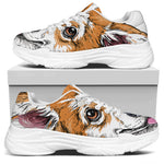 Hipster Pembroke Welsh Corgi Print White Chunky Shoes