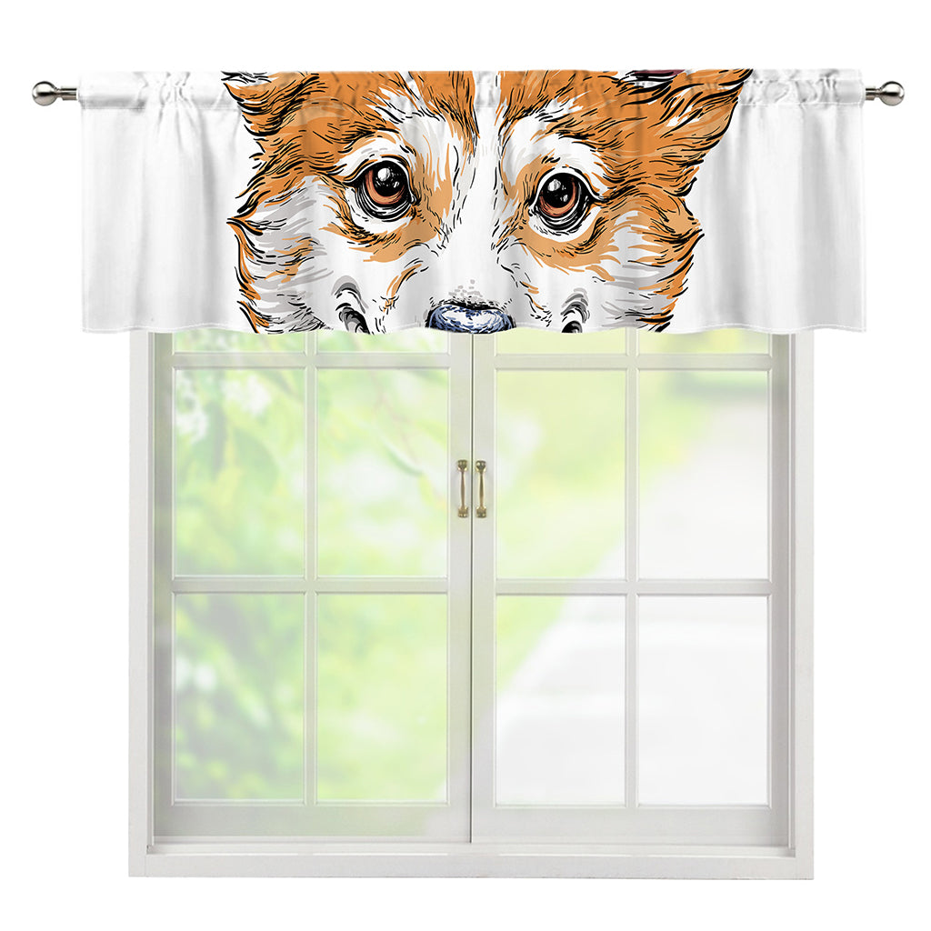 Hipster Pembroke Welsh Corgi Print Window Valance