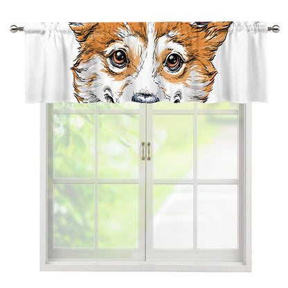 Hipster Pembroke Welsh Corgi Print Window Valance