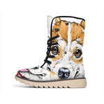 Hipster Pembroke Welsh Corgi Print Winter Boots