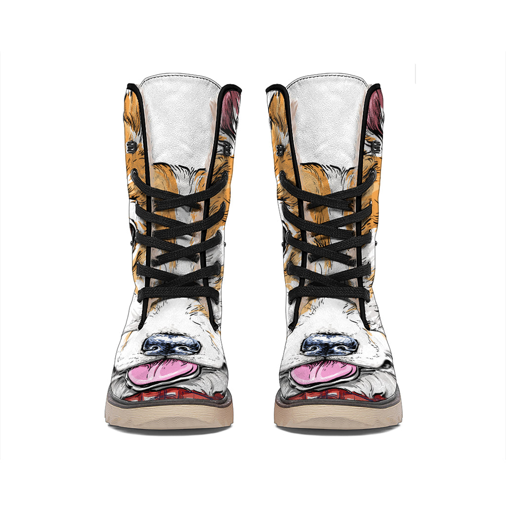Hipster Pembroke Welsh Corgi Print Winter Boots