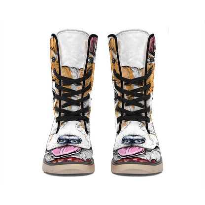 Hipster Pembroke Welsh Corgi Print Winter Boots