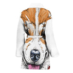 Hipster Pembroke Welsh Corgi Print Women's Bathrobe