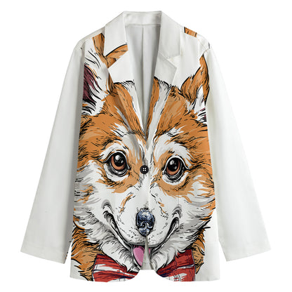 Hipster Pembroke Welsh Corgi Print Women's Blazer