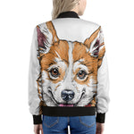 Hipster Pembroke Welsh Corgi Print Women's Bomber Jacket