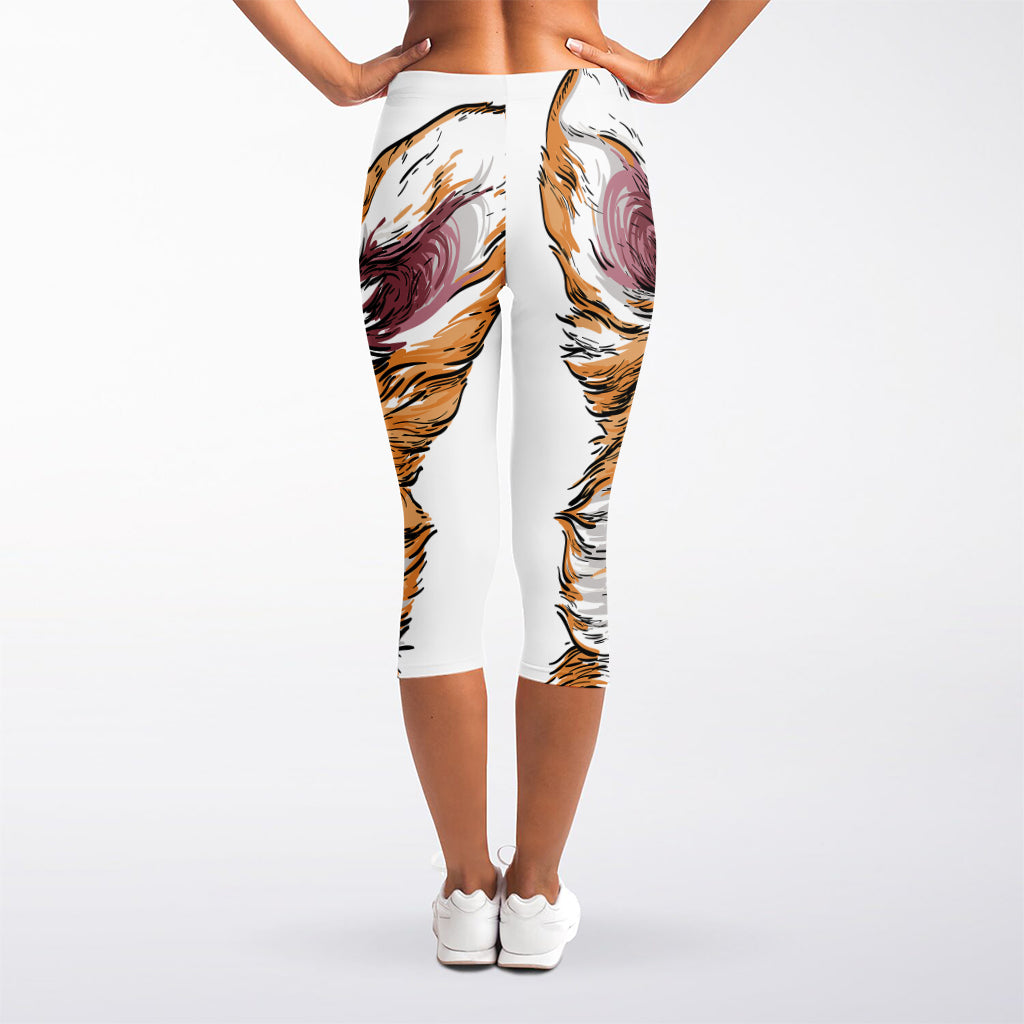 Hipster Pembroke Welsh Corgi Print Women's Capri Leggings