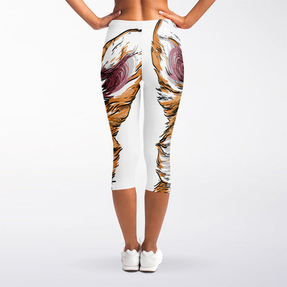 Hipster Pembroke Welsh Corgi Print Women's Capri Leggings