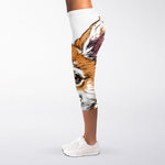 Hipster Pembroke Welsh Corgi Print Women's Capri Leggings