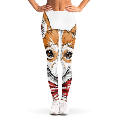 Hipster Pembroke Welsh Corgi Print Women's Leggings