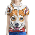 Hipster Pembroke Welsh Corgi Print Women's Polo Shirt