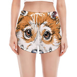 Hipster Pembroke Welsh Corgi Print Women's Split Running Shorts