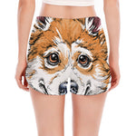 Hipster Pembroke Welsh Corgi Print Women's Split Running Shorts