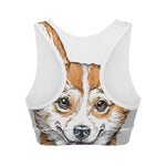 Hipster Pembroke Welsh Corgi Print Women's Sports Bra
