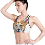 Hipster Pembroke Welsh Corgi Print Women's Sports Bra