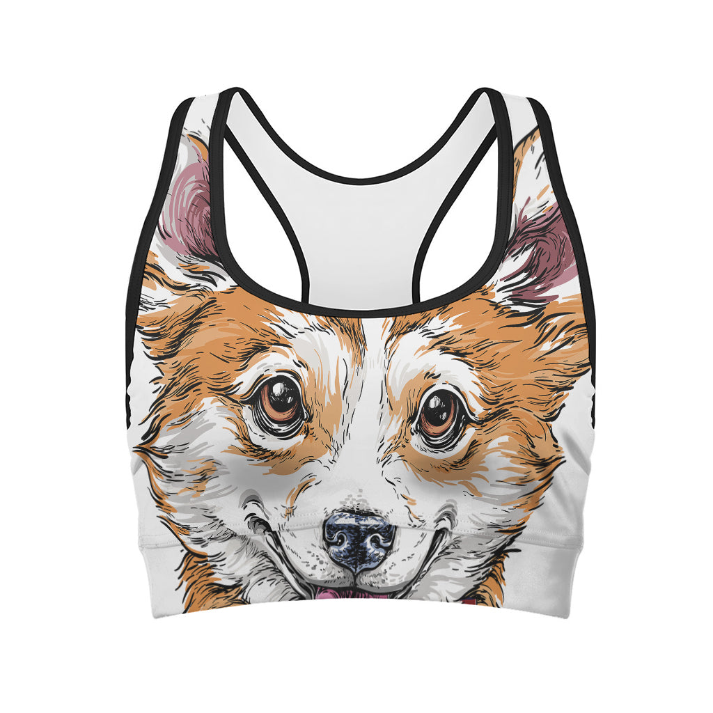 Hipster Pembroke Welsh Corgi Print Women's Sports Bra