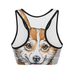 Hipster Pembroke Welsh Corgi Print Women's Sports Bra