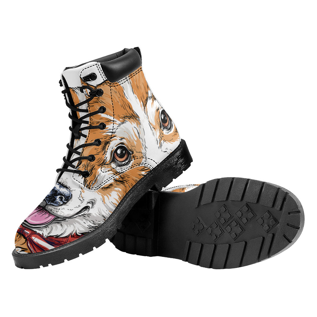 Hipster Pembroke Welsh Corgi Print Work Boots