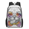 Hipster Pug Print 17 Inch Backpack