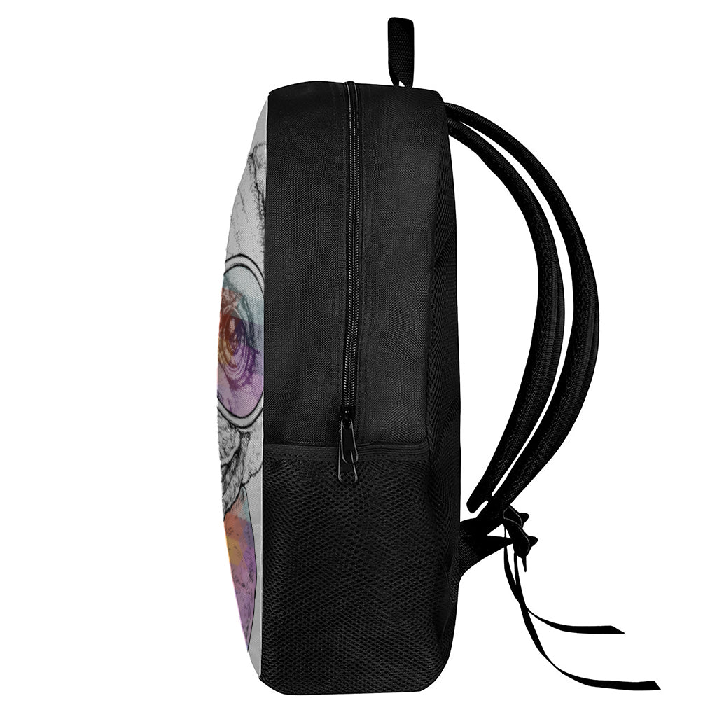 Hipster Pug Print 17 Inch Backpack