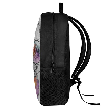 Hipster Pug Print 17 Inch Backpack